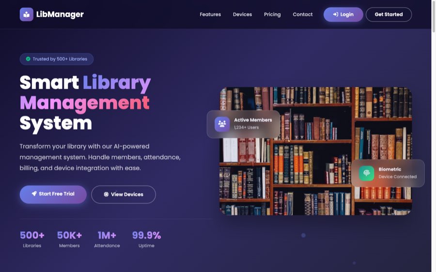 LibManager library management with biometric attendance